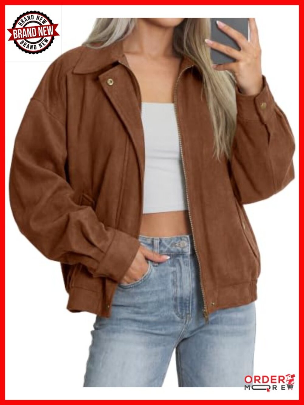 BTFBM Faux Suede Jacket Women Oversized Long Sleeve Leather Bomber Coats